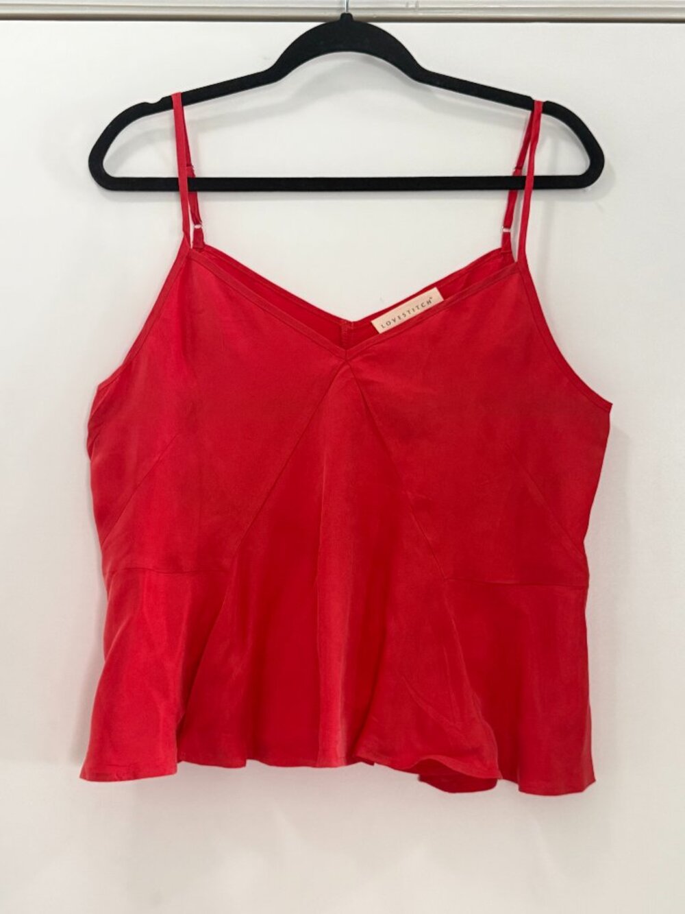 Lovestitch Red Peplum Camisole Tank Top - Large